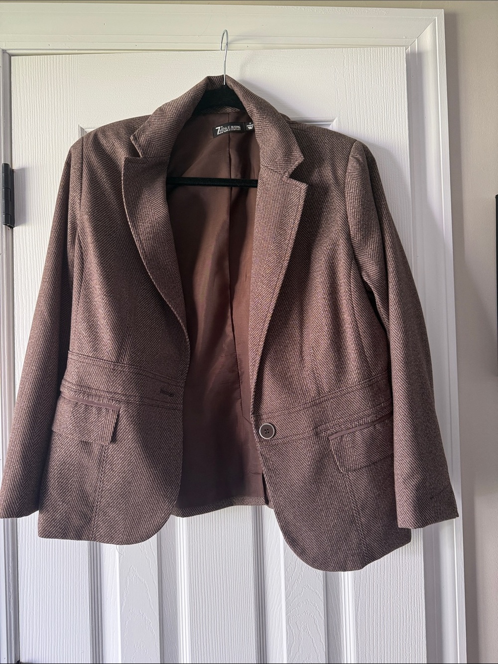 Brown Tailored Herringbone Blazer